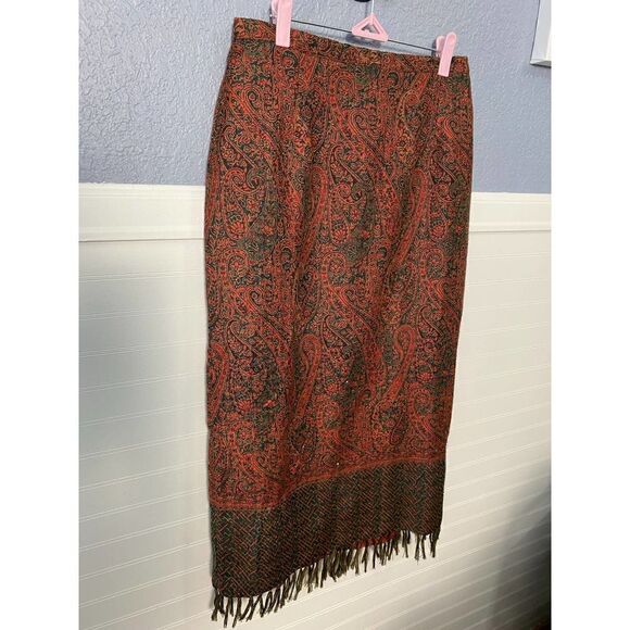 Nouveaux Vintage Skirt  Straight Pencil Lined Beads Paisley - Picture 7 of 10